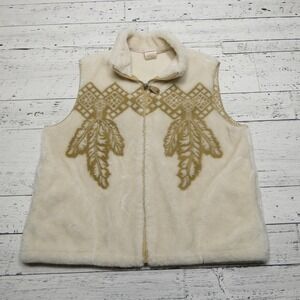 Milton Funwear Vest Womens Large Fleece Zip Up Western‎ Canada Vintage Inspired